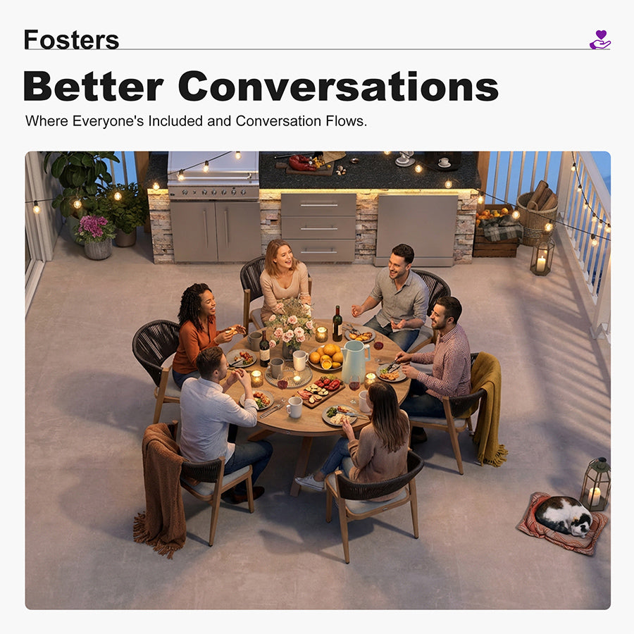 PURPLE LEAF Round Patio Dining Set with Aluminum Frame and Wicker Rattan Dining Chair with Comfortable Cushions for Deck Porch Kitchen Outdoor