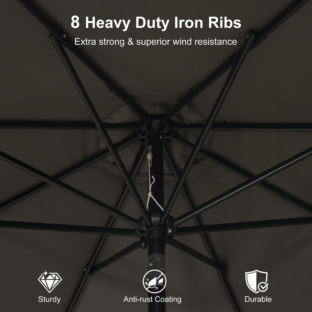 PURPLE LEAF Black Frame Outdoor Market Umbrellas Yard Tilting Patio Table Umbrella with Base