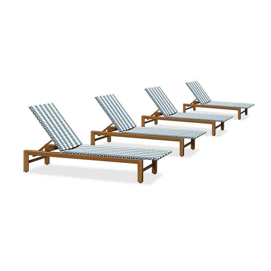 PURPLE LEAF Outdoor Teak Chaise Lounge Chair, Wood Grain Aluminum Outdoor Pool Lounge Chairs with Adjustable Backrest, Breathable Recliner for Patio, Poolside, Garden