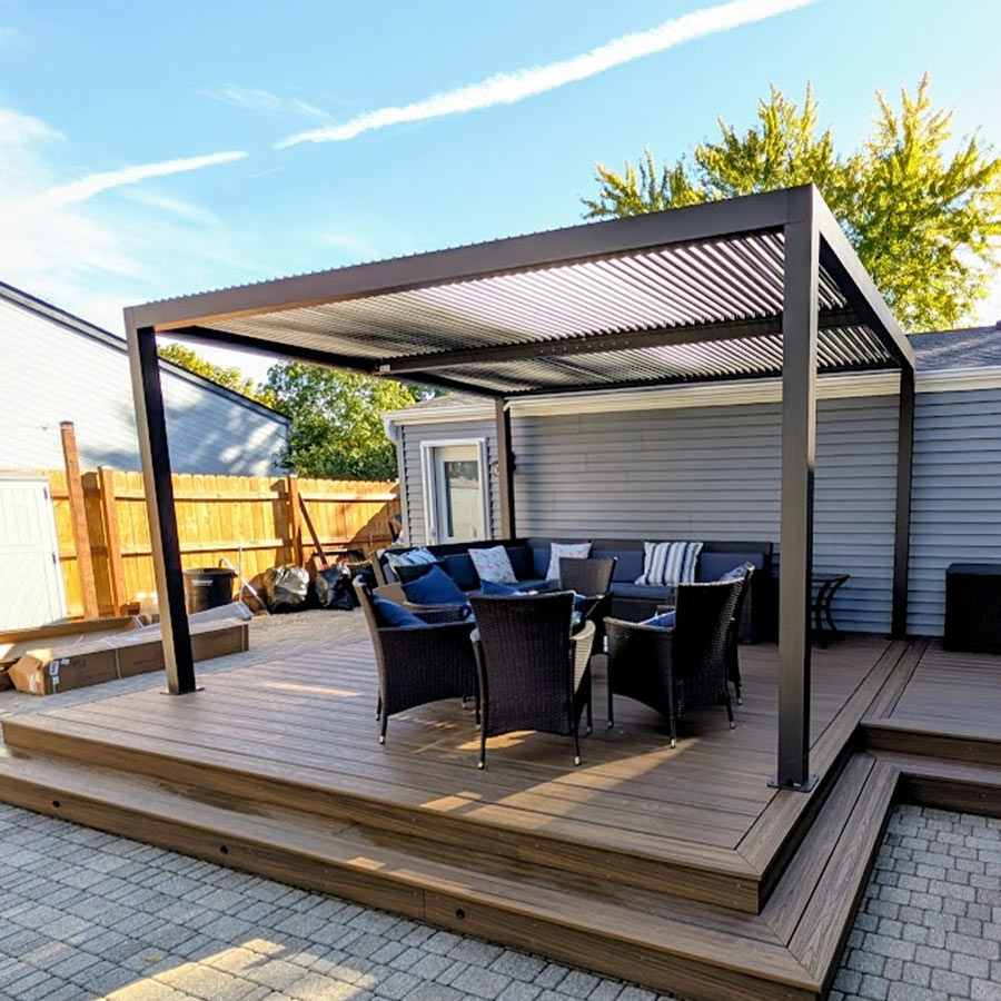 PURPLE LEAF Athena Louvered Pergola Outdoor Aluminum Pergola with Adjustable Roof for Deck Backyard Garden Hardtop Gazebo