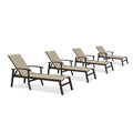PURPLE LEAF Outdoor Chaise Lounge Chair Patio Pool Lounger Aluminum Chairs with Side Table and Wheels Adjustable Tanning Recliner with Armrests for Outside Backyard Deck Beach