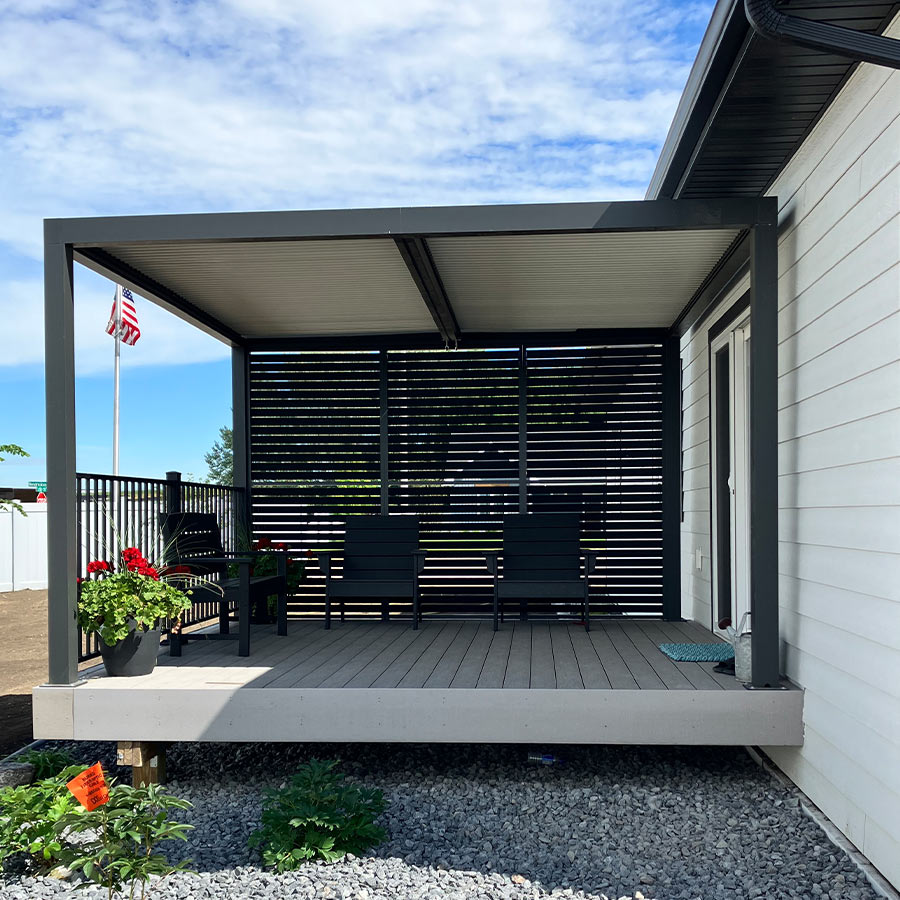 PURPLE LEAF Athena Louvered Pergola Modern Grey Pergola with White Roof for Deck Backyard Garden