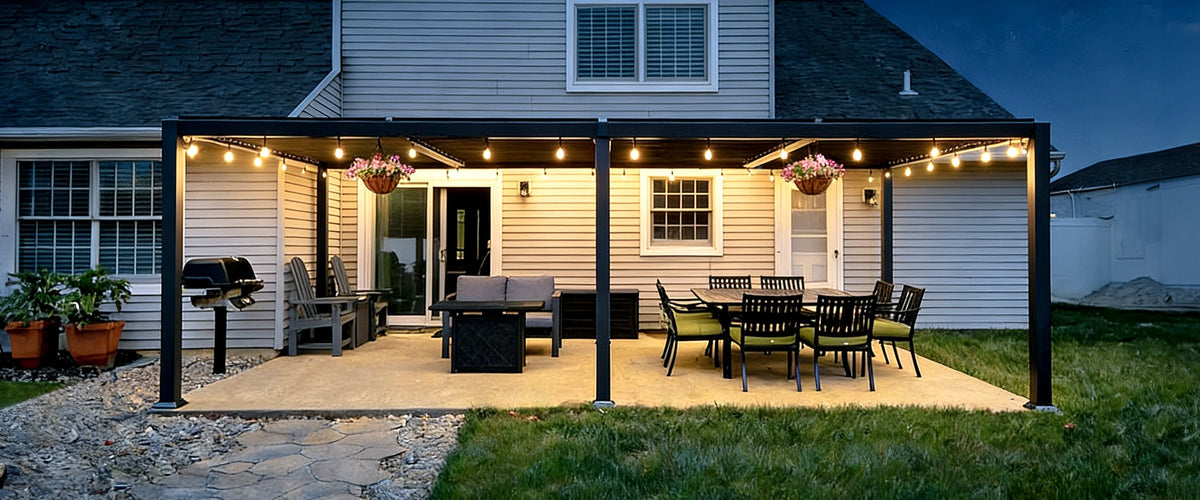 PURPLE LEAF Caesar Outdoor Louvered Pergola Patio Sun Shade Shelter with Adjustable Hardtop Patio Pergola Grey