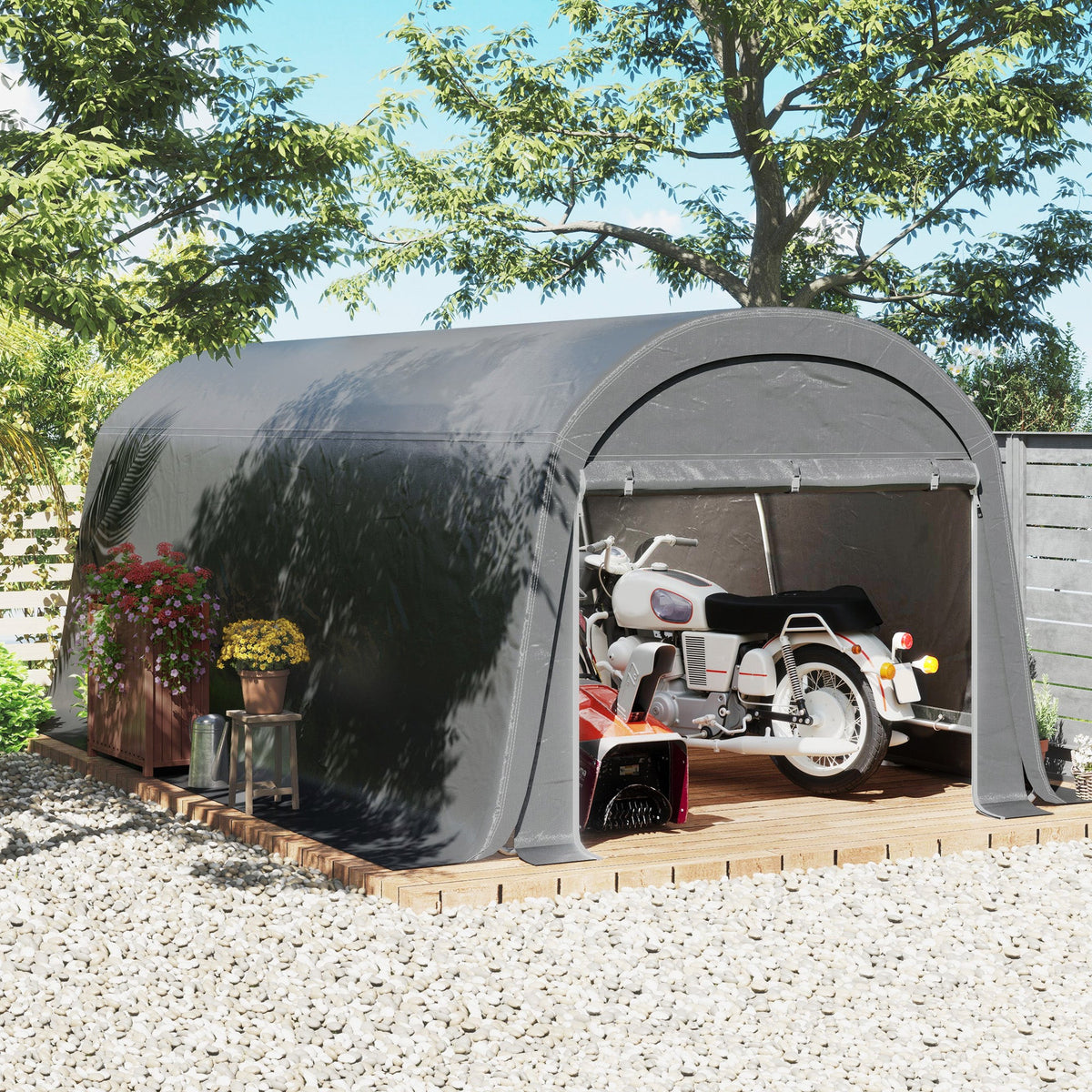 10' x 20' Portable Shed with Roll-up Zipper Door, Dark Grey