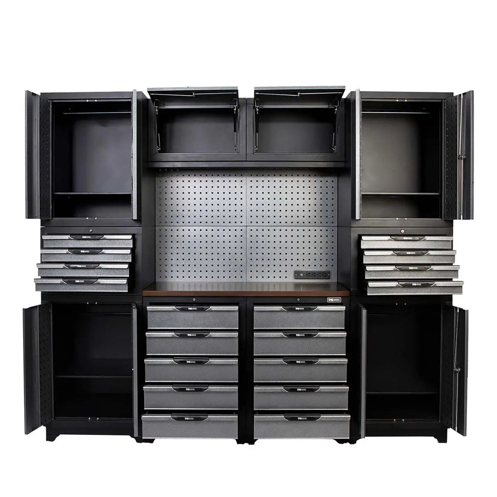 8' Extreme-Duty Steel Garage Tool Chest w/Pegboard, 18 Drawers and Multi Cabinets, TMG-WBM08