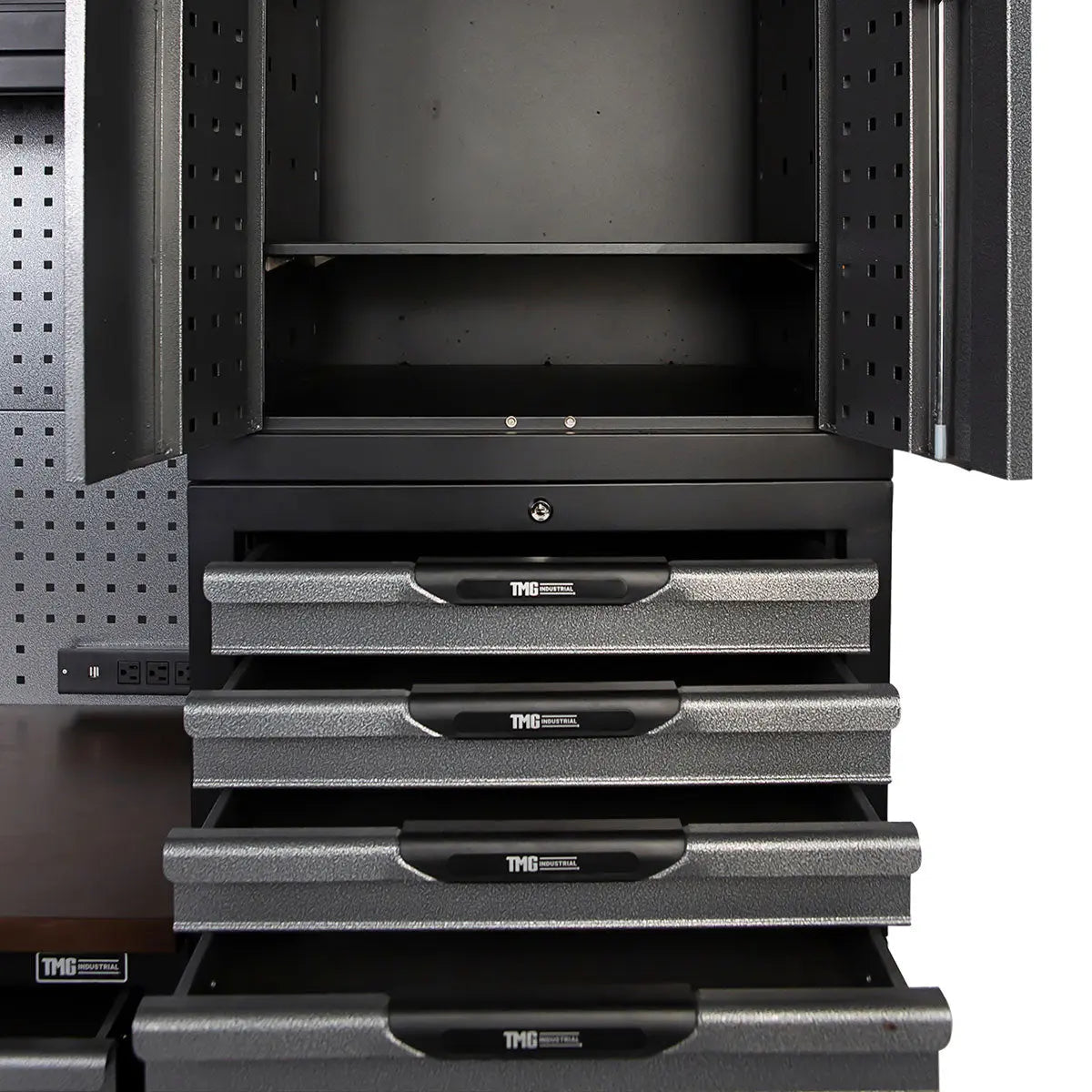 8' Extreme-Duty Steel Garage Tool Chest w/Pegboard, 18 Drawers and Multi Cabinets, TMG-WBM08