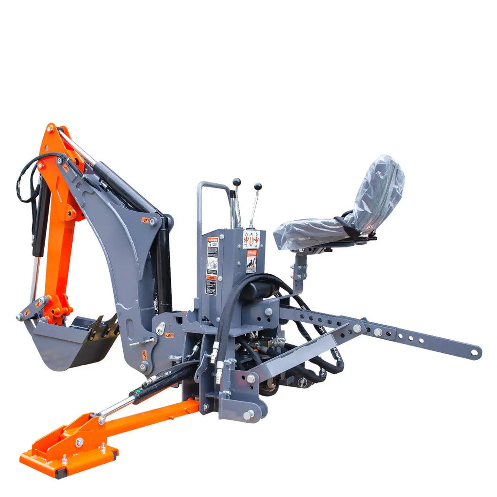 8-ft Tractor Swing Backhoe Attachment, Category 1 Hookup, 180° Boom and Bucket Rotation, 12" Bucket Included, TMG-TBH88