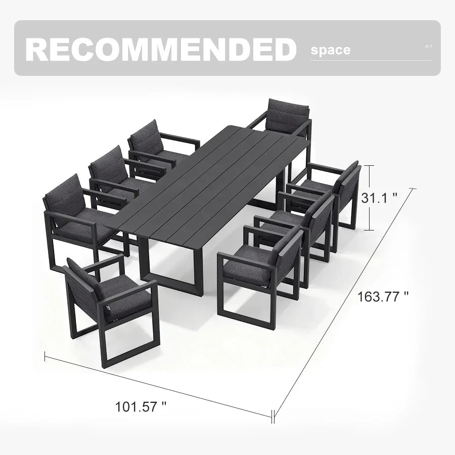 PURPLE LEAF Caesar Outdoor Dining Set Aluminum Luxury Patio Furniture Table and Chairs Set with Olifen Removable Thick Cushion and Pillow Patio Dining Sets for Garden Deck