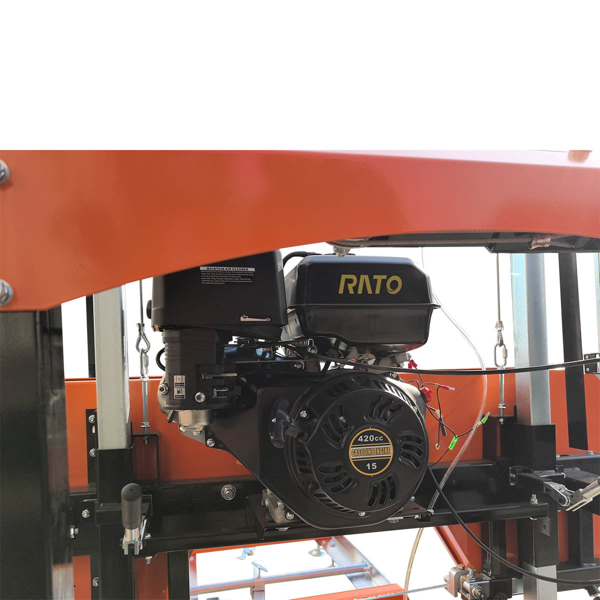 27” Portable Sawmill, 10’ Log Length Capacity, 27” Log Diameter, 15 HP RATO-R420 Engine, 12-¾’ Track Length (Extensions Available), TMG-PSM27R