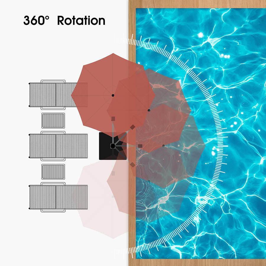 PURPLE LEAF Large Round Patio Cantilever Umbrella With Base for Deck, Pool, Backyard