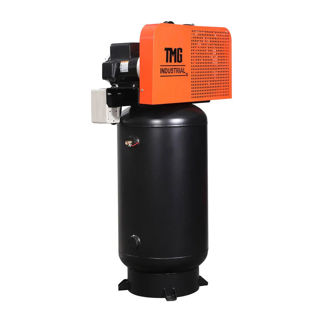 80 Gallon 7.5 HP Stationary Electric Air Compressor, 6 Min Fill Time, 230V Induction Motor, Vertical Tank, TMG-ACE85