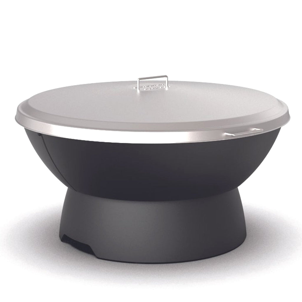 Meteor 38” Cast Iron Fire Pit with Low Base, Grill Grates, Griddle, and Soapstone Surfaces