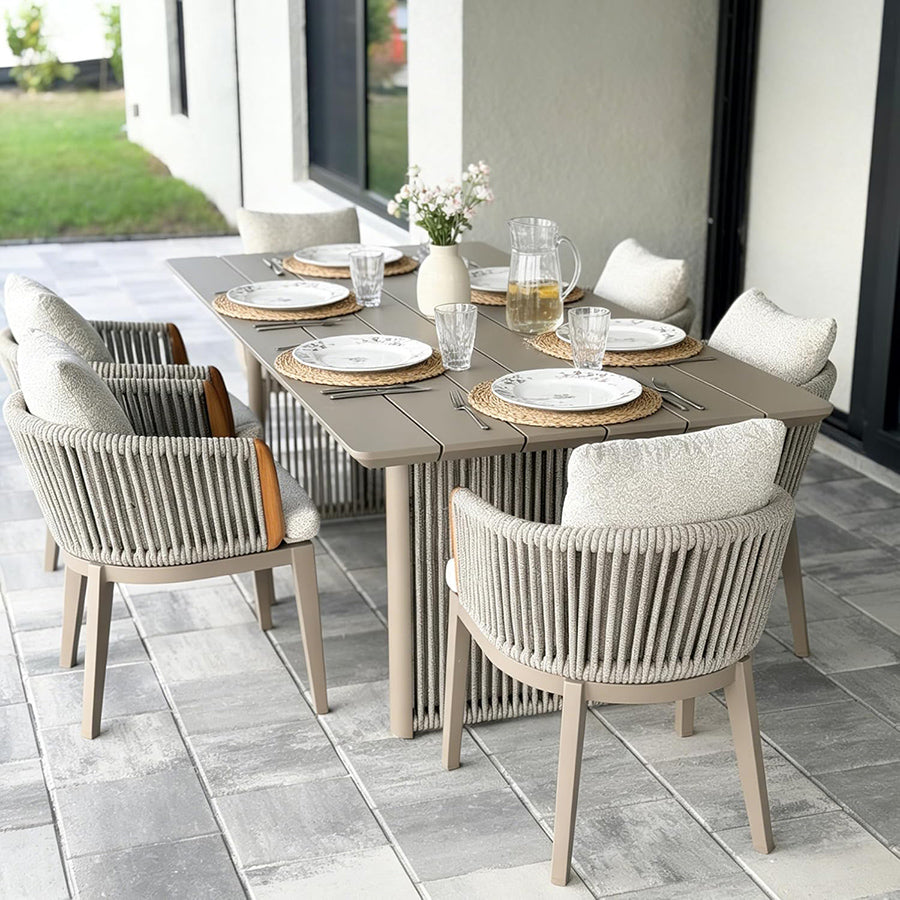PURPLE LEAF Hailar Outdoor Dining Set for Family, Aluminum Outdoor Patio Table and Chairs Set with Olefin Cushions, Patio Furniture Set for Garden or Deck
