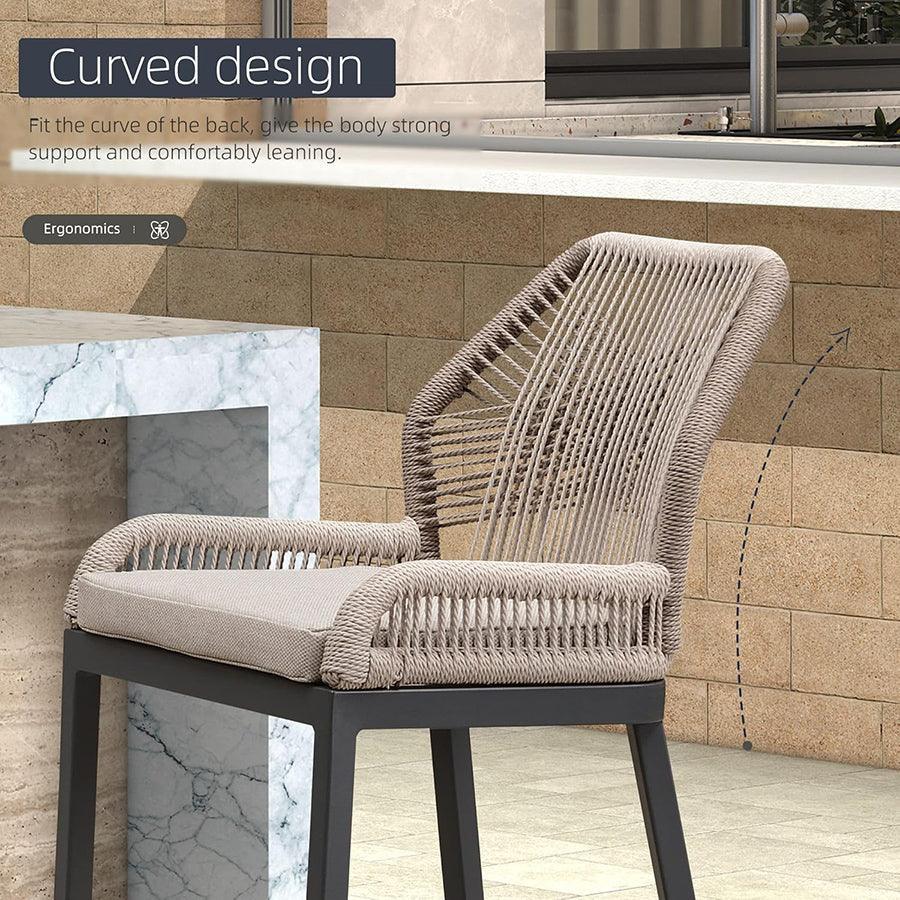 PURPLE LEAF Bar Stools Set of 4 Outdoor Aluminum Barstools with Back Modern Wicker Rattan Boho Garden Pool Patio Bar Chairs