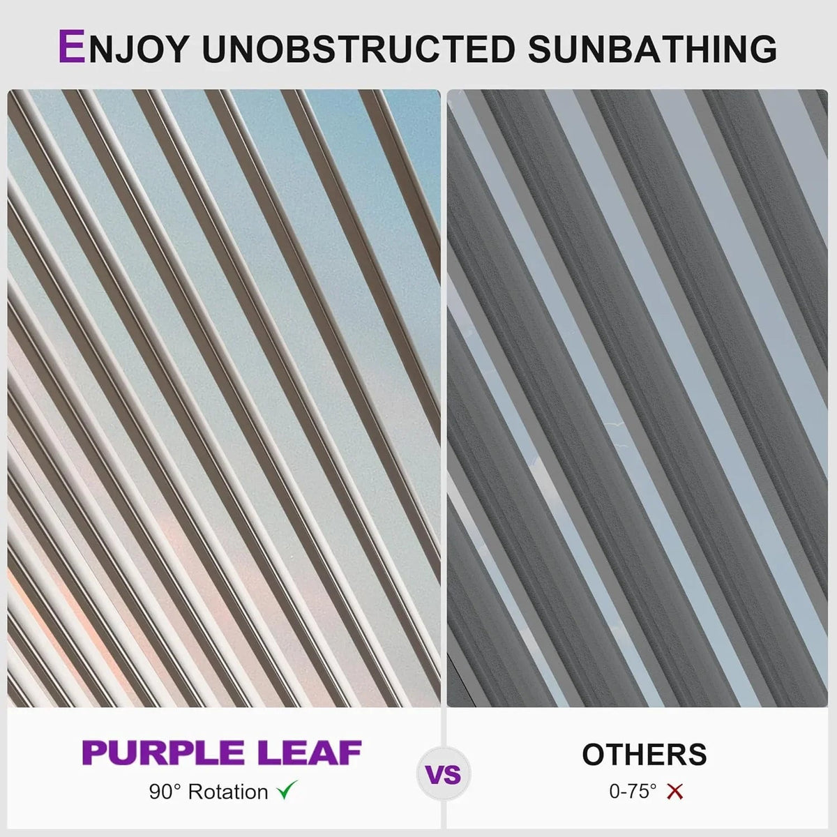PURPLE LEAF Athena Louvered Pergola Modern Champagne Pergola with Adjustable Roof for Deck Backyard Garden