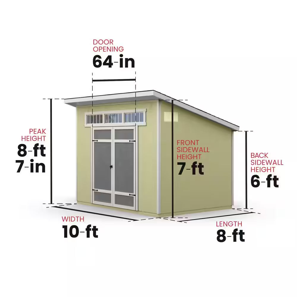 Do-It Yourself 10 Ft. X 7.5 Ft. Modern Lean-To Wood Garden Shed Storage W/ Floor, Windows, and Lock (75 Sq. Ft.)
