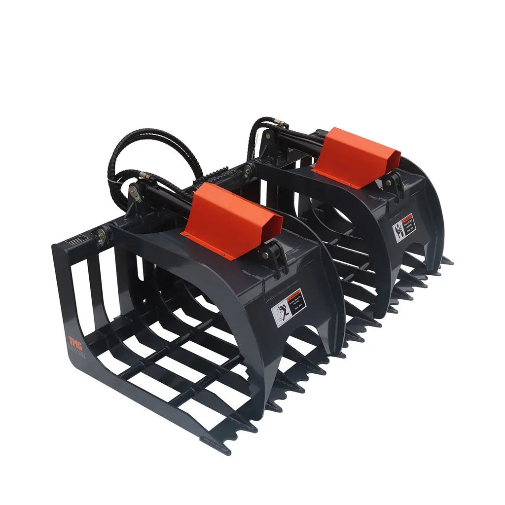 84" Skid Steer Rock Skeleton Grapple Attachment, Universal Mount, 36" Arm Opening, 6" Tine Spacing, 2500 lb Weight Capacity, TMG-SG84