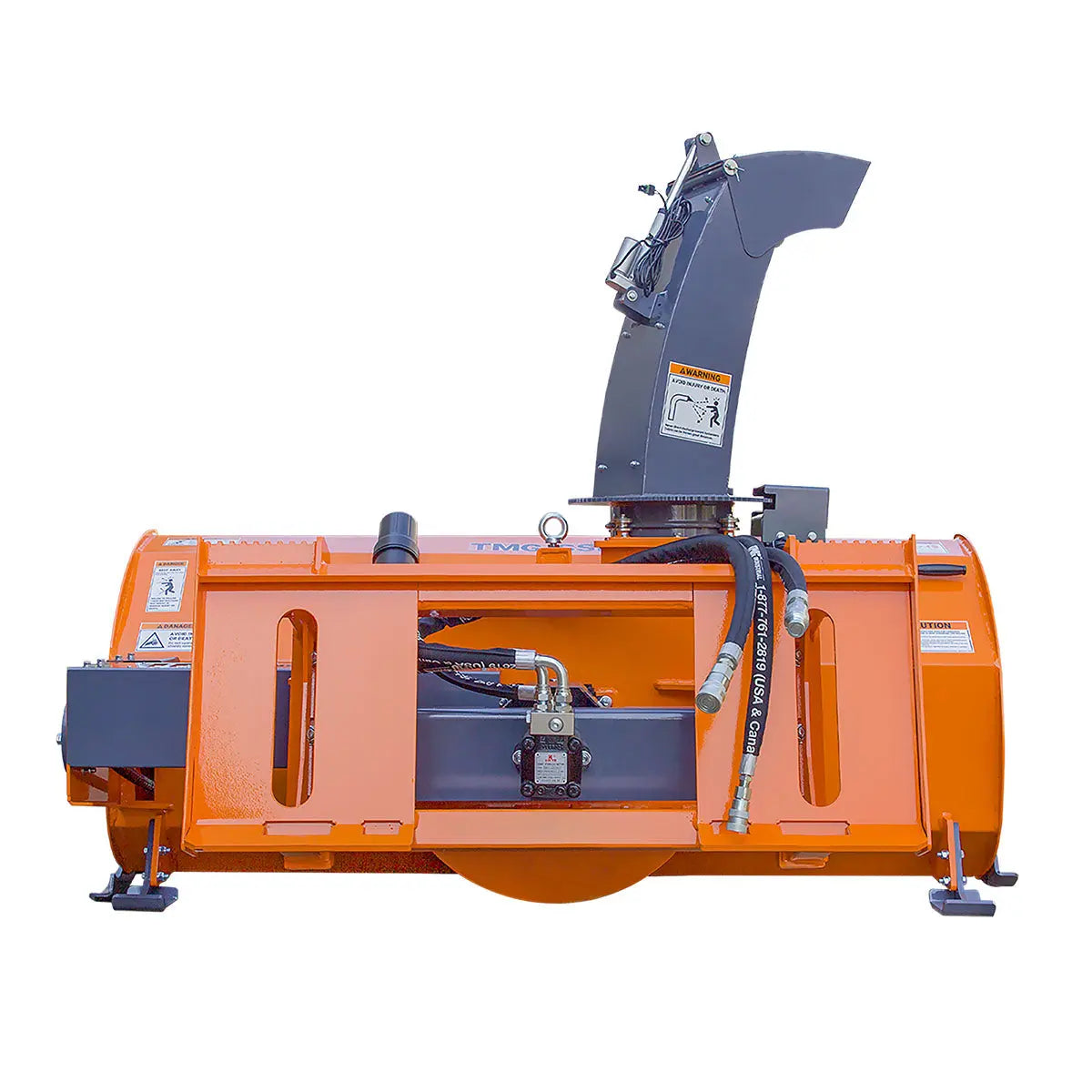 84" Skid Steer Snow Blower 45-75 HP Loader Required, 24" Diameter Impeller, 360° Motor Driven Snow Chute, TMG-SSB84