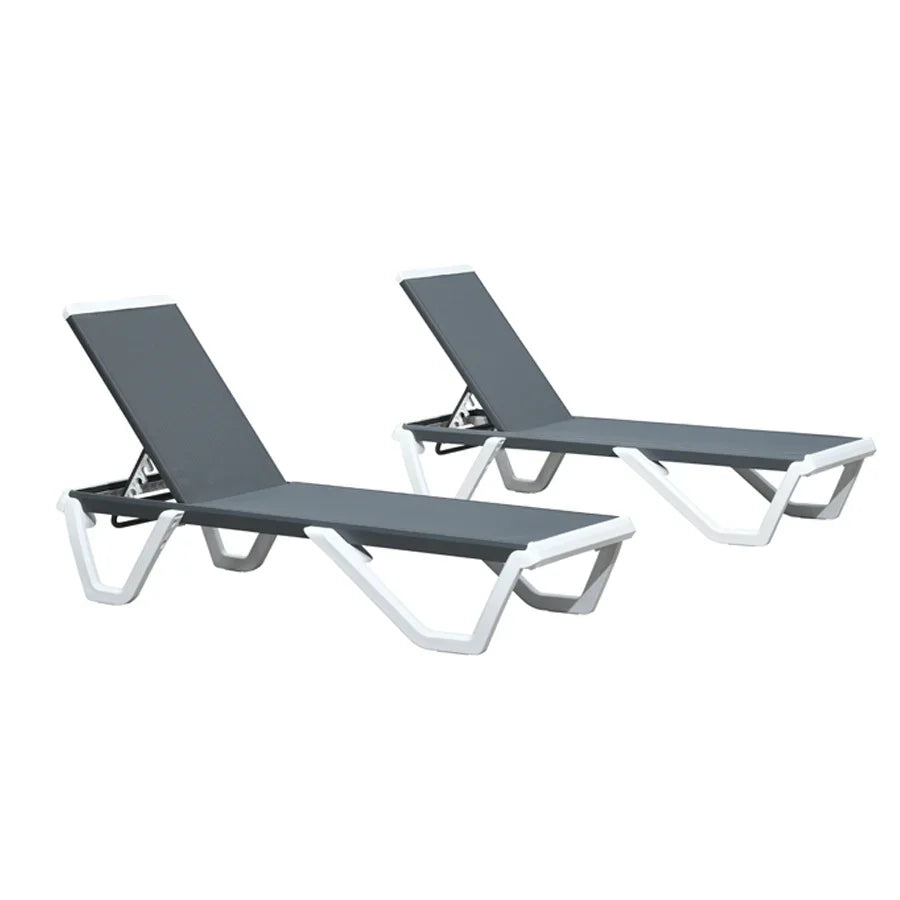 PURPLE LEAF Patio Chaise Lounge Plastic Pool Outdoor Lounge Chair with Aluminum Frame Stackable Patio Tanning Chairs for Poolside Sunbathing Beach Deck Yard