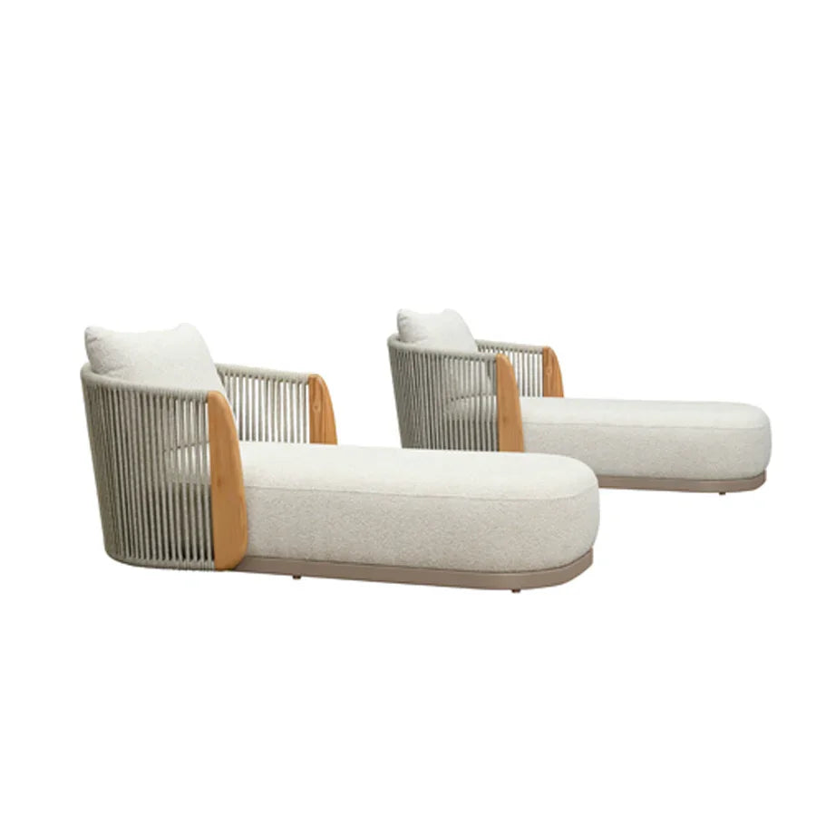 PURPLE LEAF Luxury  Hailar Olefin Patio Chaise Lounge Chair , Upholstered Pool Aluminium Lounge Chairs for Outdoor with Teak Armres for Deck, Pool, Lawn, Garden, Courtyard, Porch