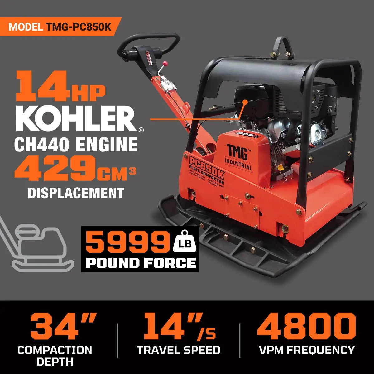 8,550-lb Reversible Hydraulic Plate Compactor (Discontinued – No Longer Available) TMG-PC850K
