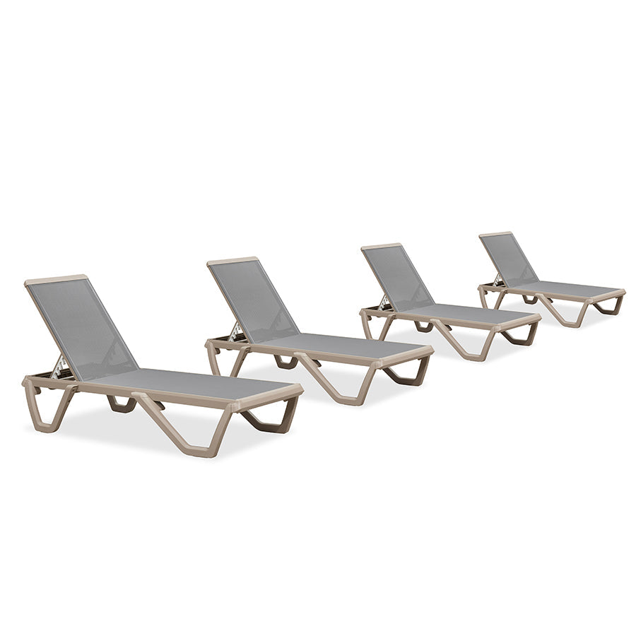 PURPLE LEAF Outdoor Chaise Lounge Chair Pool Lounge Chair with Champagne Aluminum Plastic Stackable Patio Lounge Chair for Poolside Sunbathing Beach Deck Yard