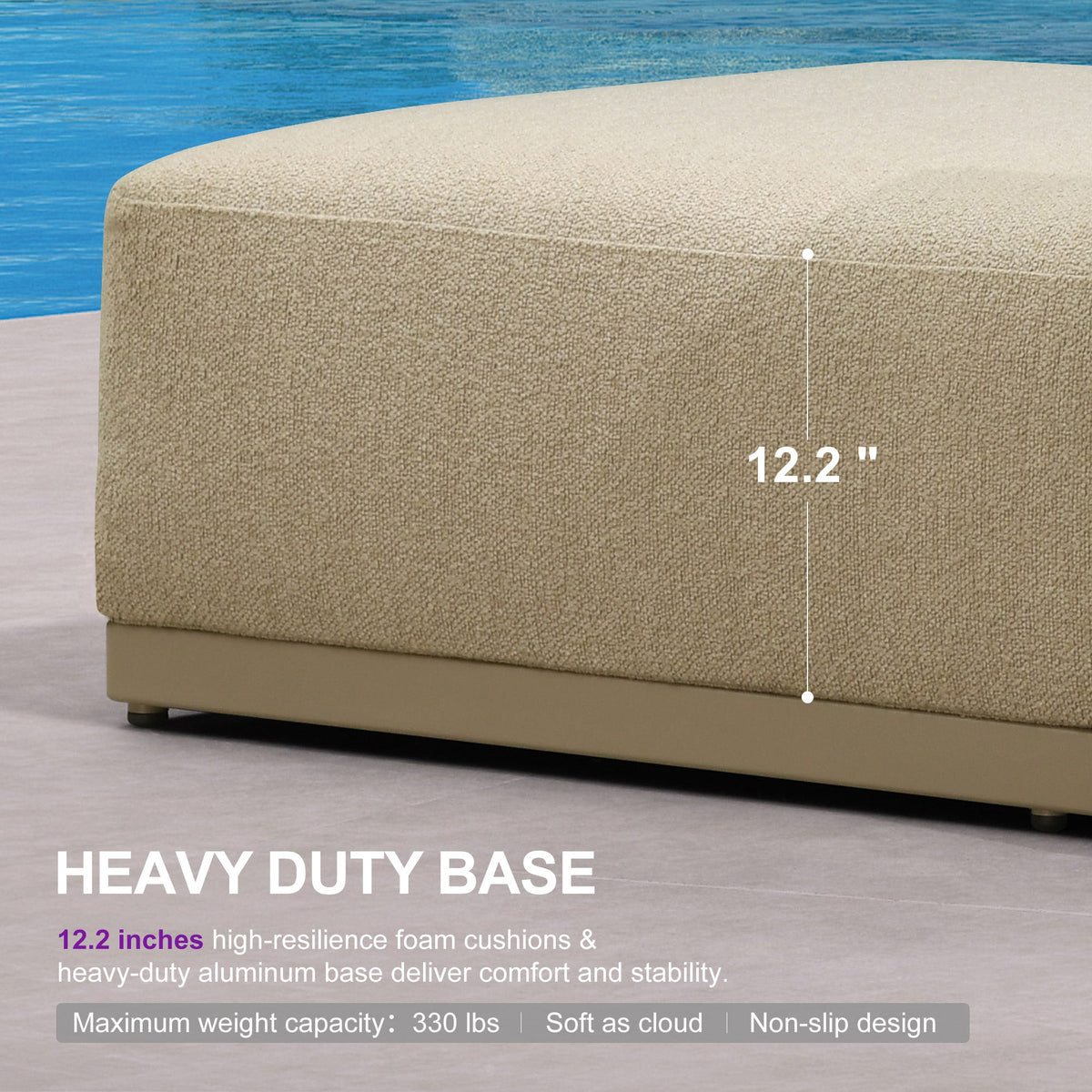 PURPLE LEAF Chaise Lounge Chair Modern Upholstered Outdoor Daybed with Armrest and Lumbar Pillow for Patio Poolside Sunbathing Deck