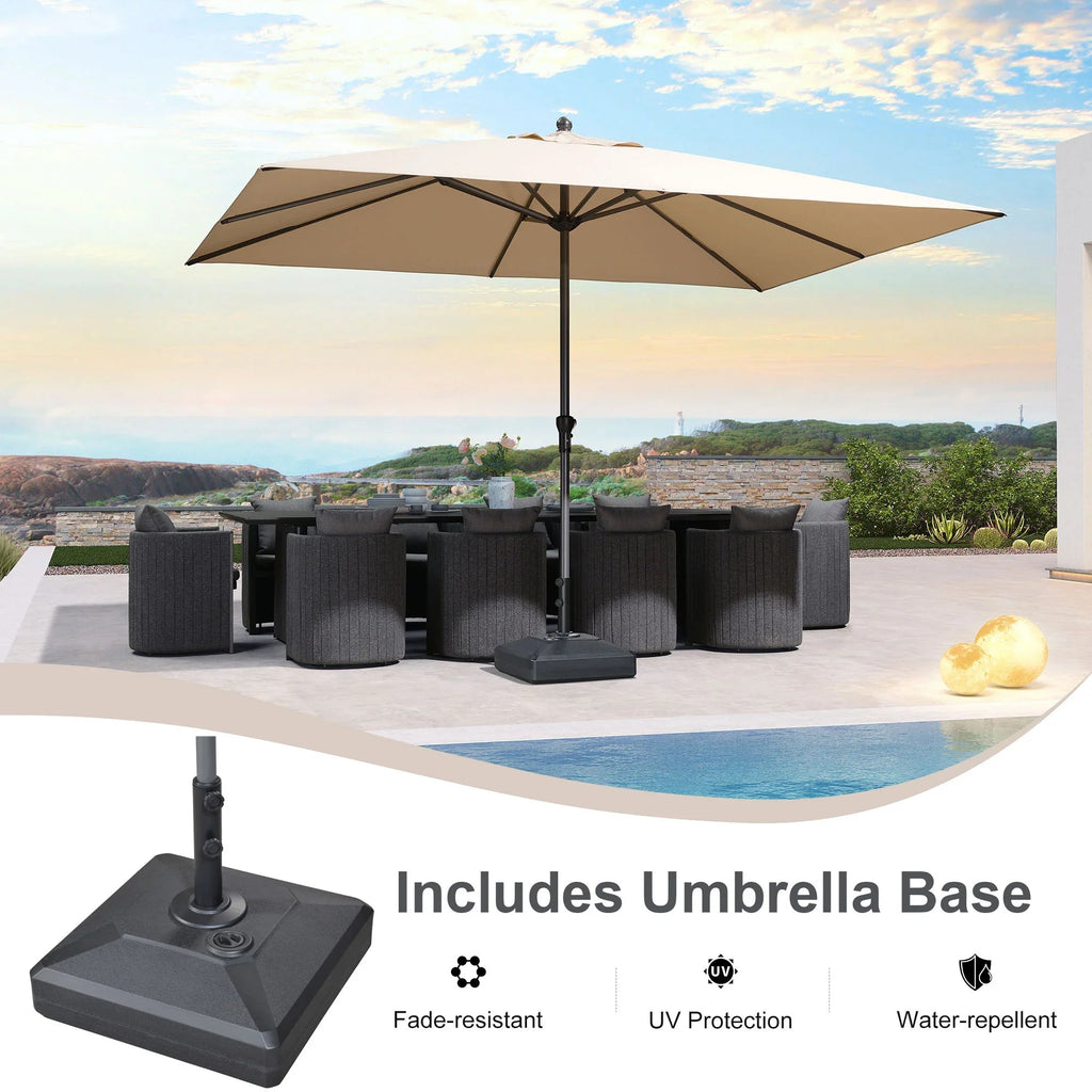 PURPLE LEAF Aluminum Patio Table Umbrella Heavy Duty Market Umbrella with Base
