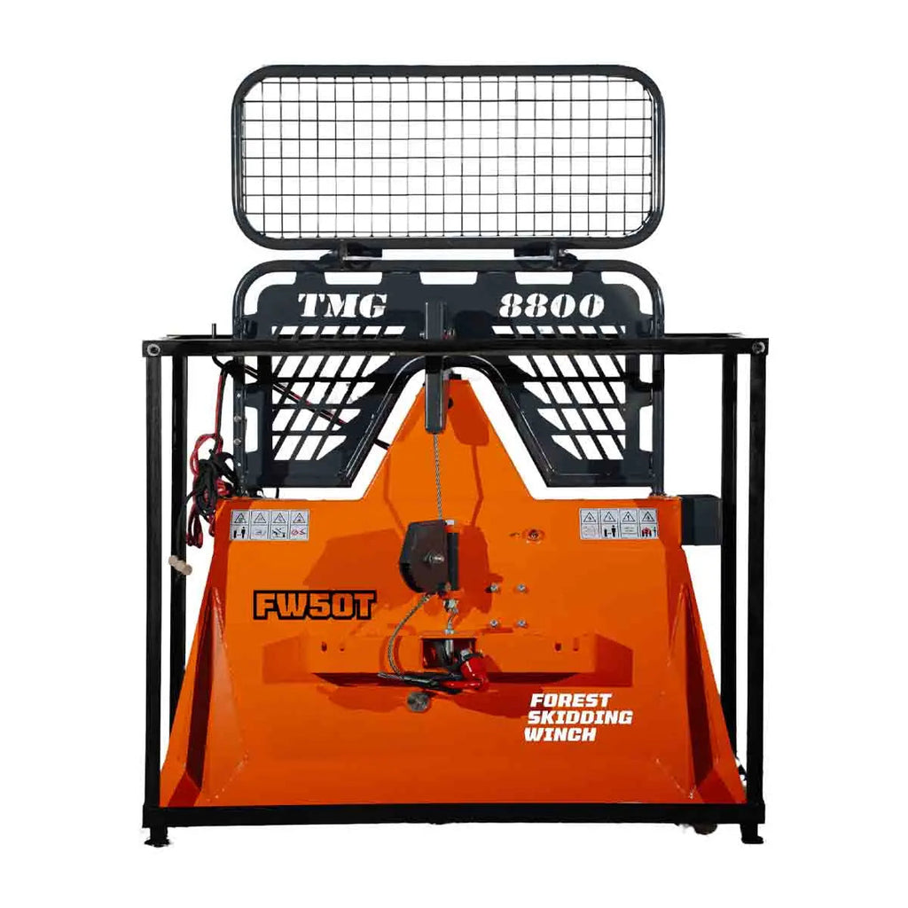 8,800-lb Skidding Winch Pro – Attachment for 30-50 HP Tractors, 3-Point Hitch, 200' Steel Cable TMG-FW50T