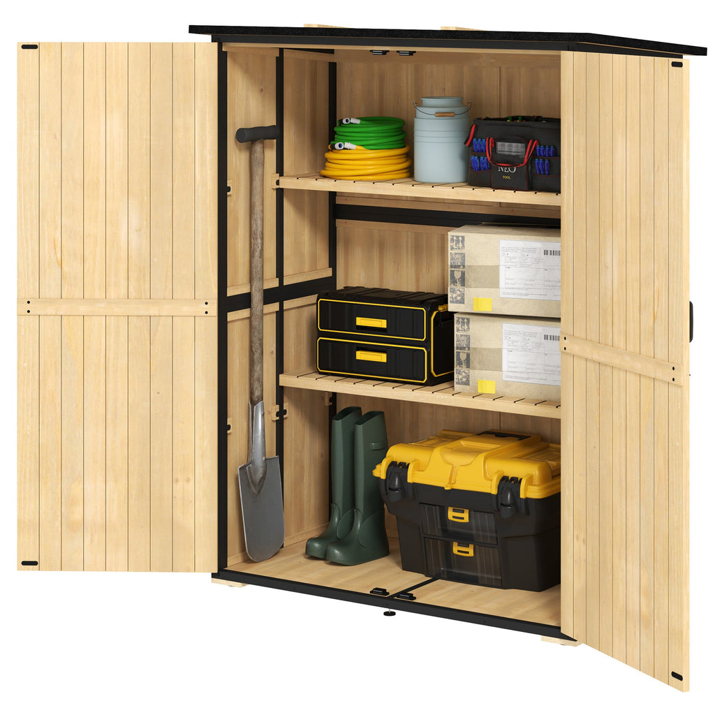 Wood Outdoor Storage Cabinet with 2 Shelves, Natural