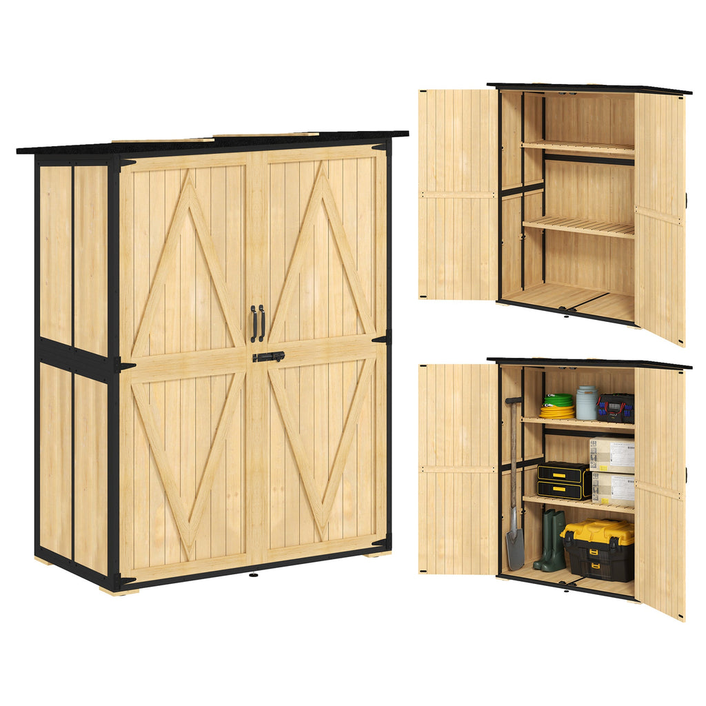 Wood Outdoor Storage Cabinet with 2 Shelves, Natural