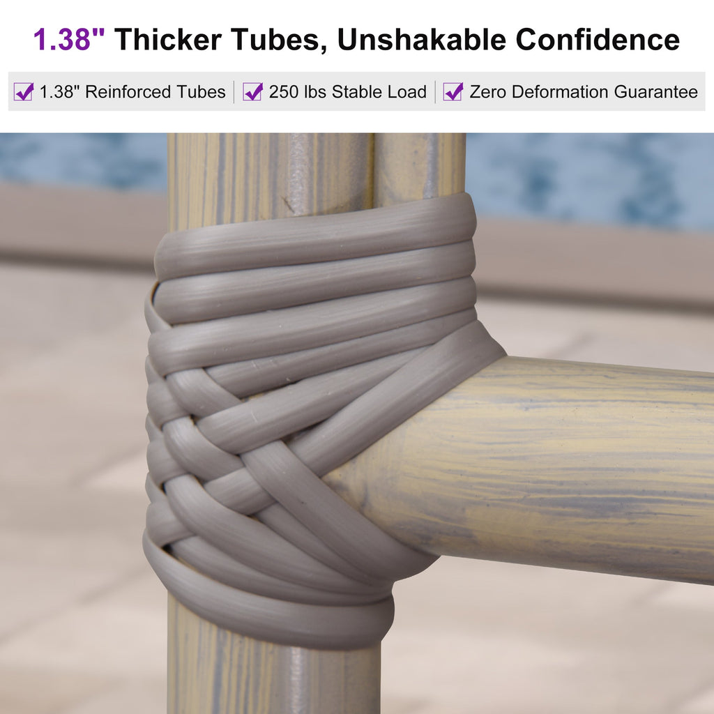 PURPLE LEAF Outdoor Bar Height Stools Set of 2 French Country Patio Rattan Bar Stool Chairs Outdoor Armless Barstools for Porch Garden Indoor Kitchen