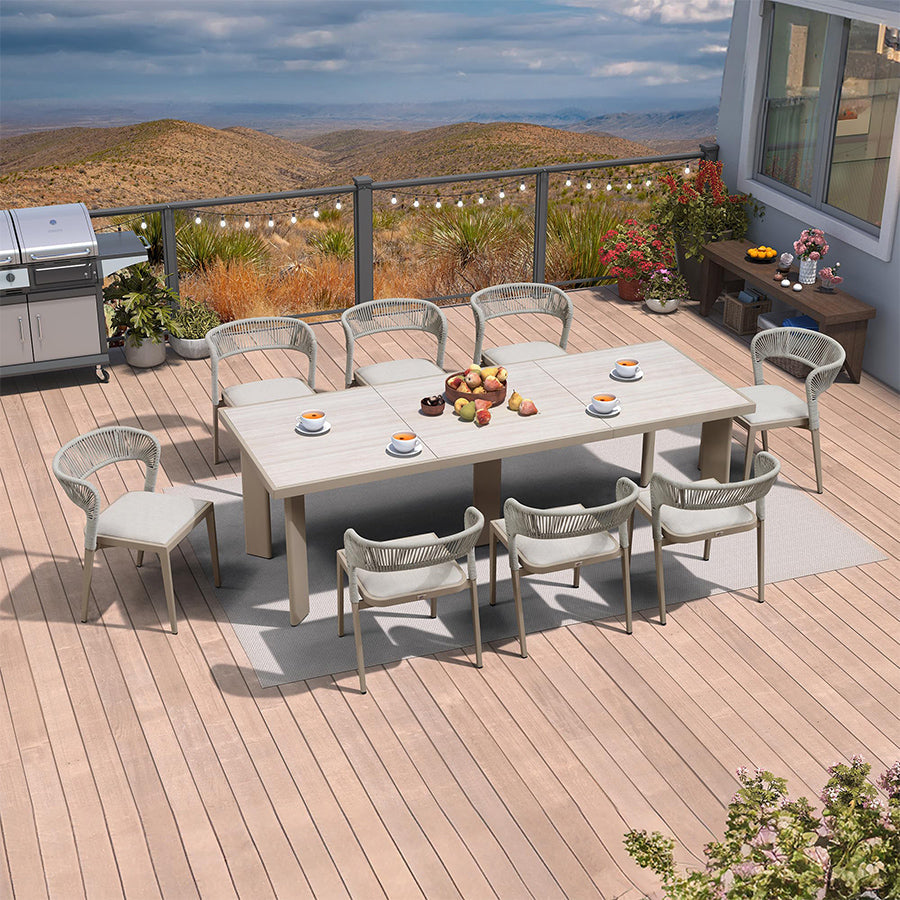 PURPLE LEAF 7 / 9 / 11 pcs Outdoor Dining Set Patio Dining Furniture for Lawn Backyard Deck Brown