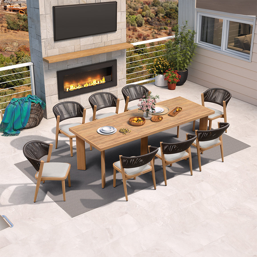 PURPLE LEAF 7 / 9 / 11 pcs Outdoor Dining Set Patio Dining Furniture for Lawn Backyard Deck Brown