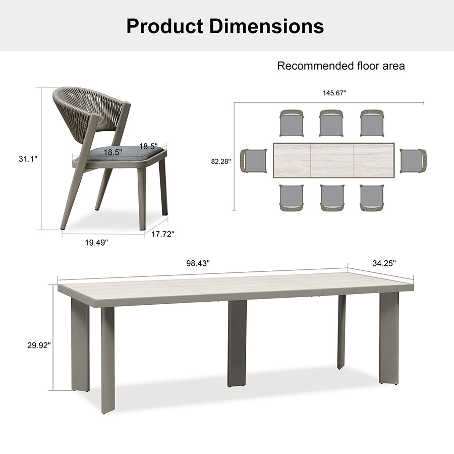 PURPLE LEAF 7 / 9 / 11 pcs Outdoor Dining Set Patio Dining Furniture for Lawn Backyard Deck Brown