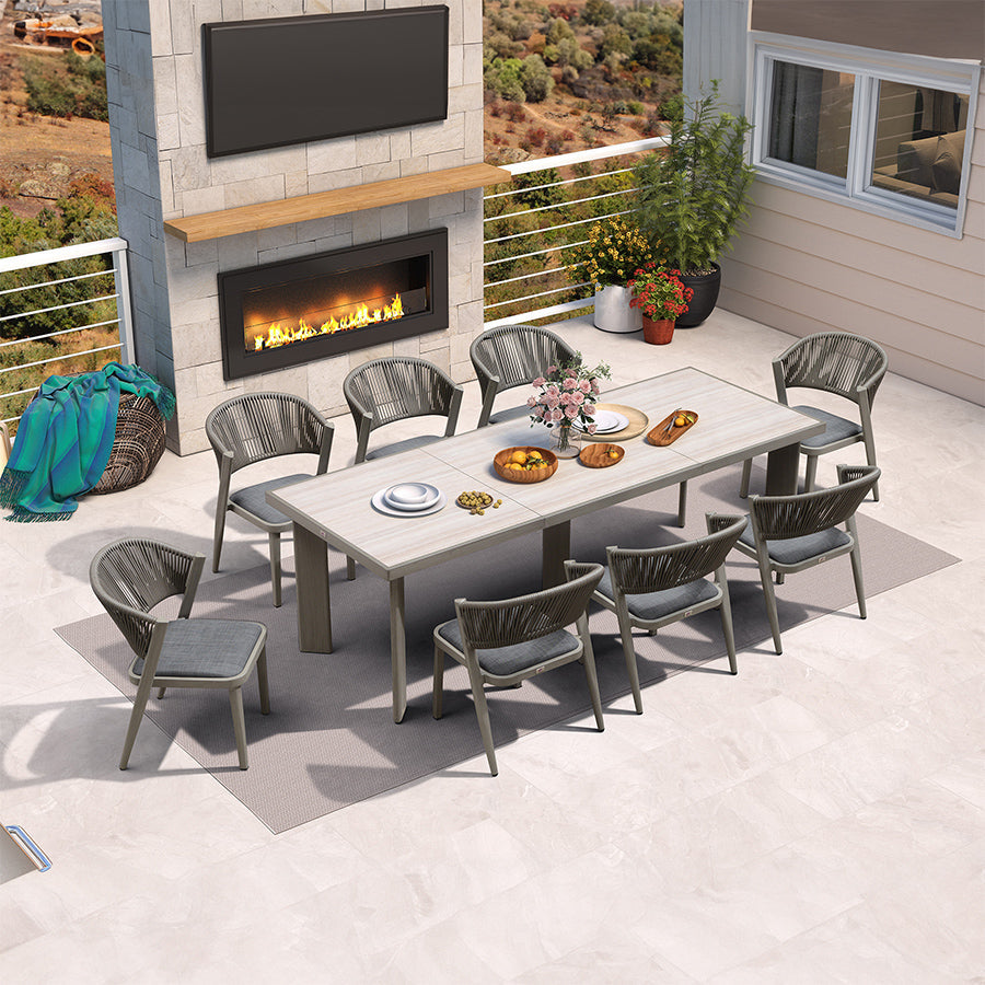 PURPLE LEAF 7 / 9 / 11 pcs Outdoor Dining Set Patio Dining Furniture for Lawn Backyard Deck Brown