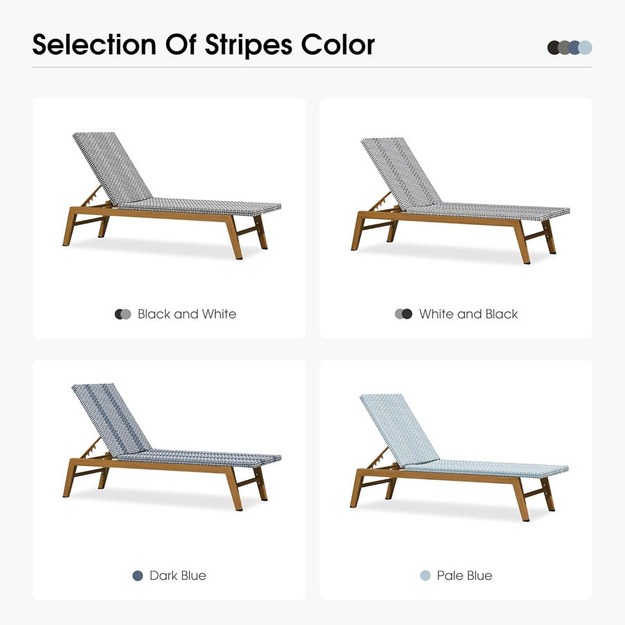 PURPLE LEAF Pool Oversized Lounge Chairs Rattan Aluminium Patio Chaise Lounge Outdoor Adjustable Recliner Finish Loungers Woven PE Sun Chairs for Poolside Deck Beach