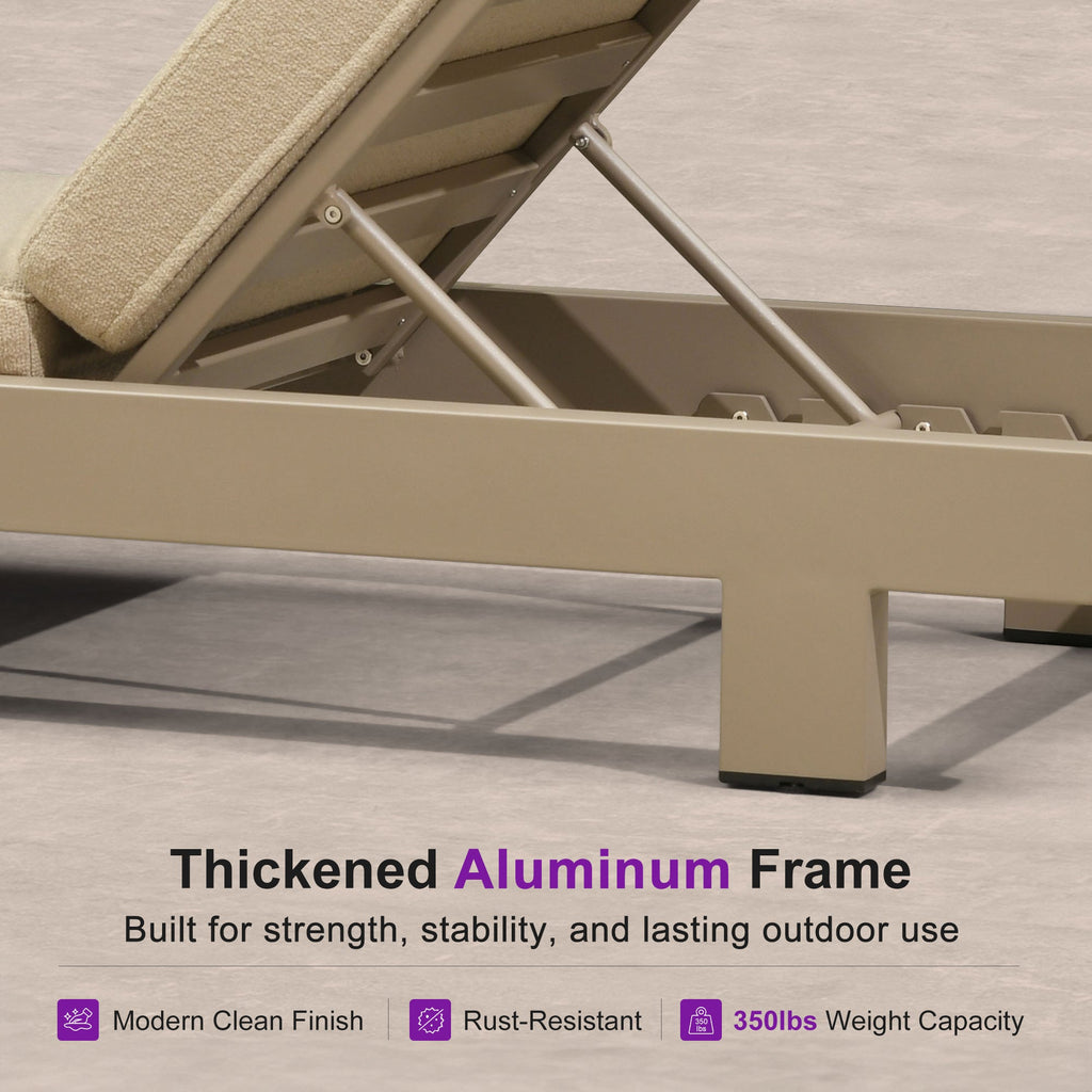 PURPLE LEAF Outdoor Standard Daybed for Patio,  Poolside Chaise Lounge Bed with Cushion, Olefin Blend Fabric, Aluminum Frame Sunbed for Deck and Backyard