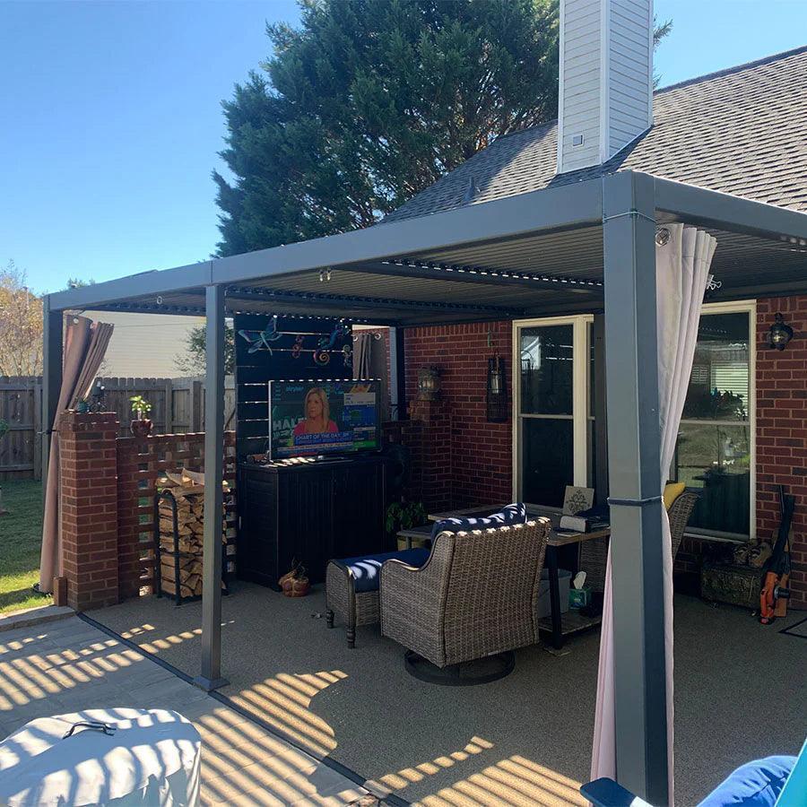 PURPLE LEAF Caesar Outdoor Louvered Pergola Patio Sun Shade Shelter with Adjustable Hardtop Patio Pergola Grey