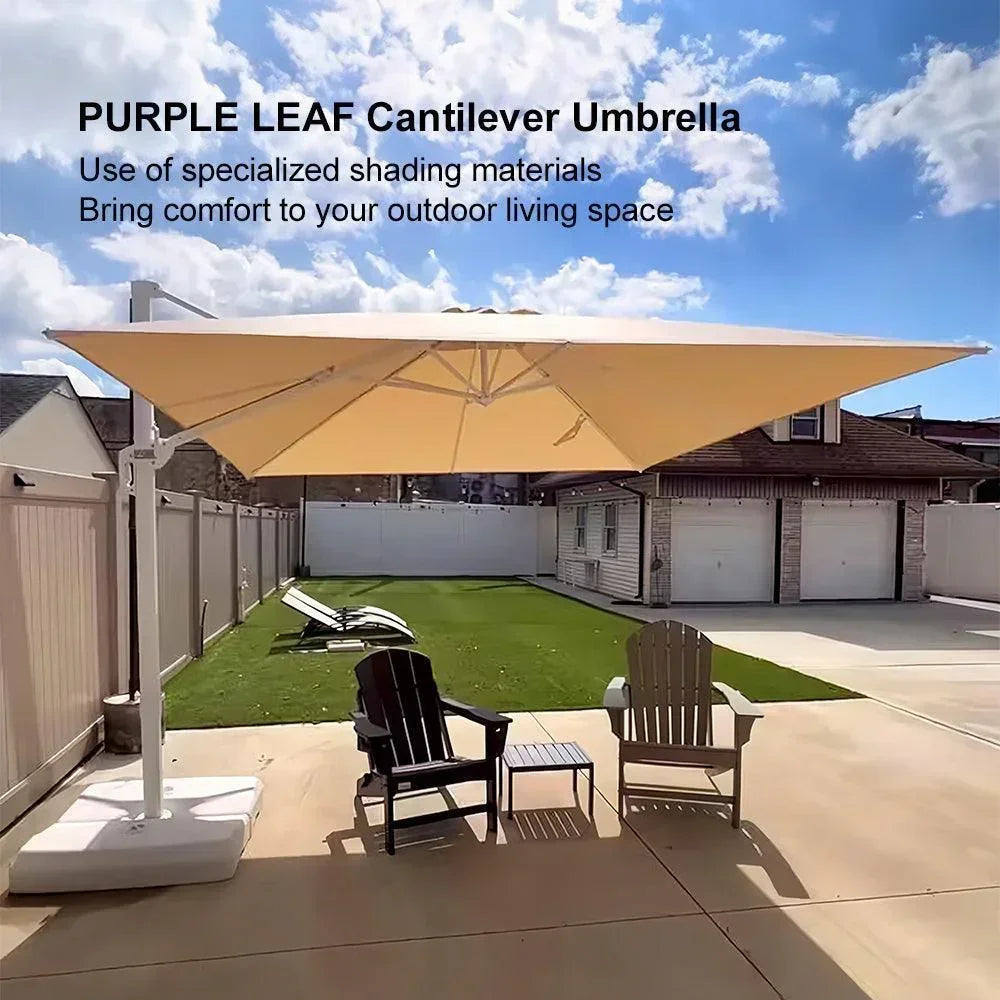 PURPLE LEAF Outdoor Patio Umbrella with Base, Best White Cantilever Umbrellas