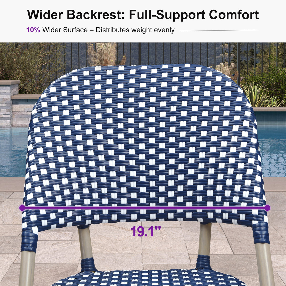 PURPLE LEAF Outdoor Bar Height Stools Set of 2 French Country Patio Rattan Bar Stool Chairs Outdoor Armless Barstools for Porch Garden Indoor Kitchen