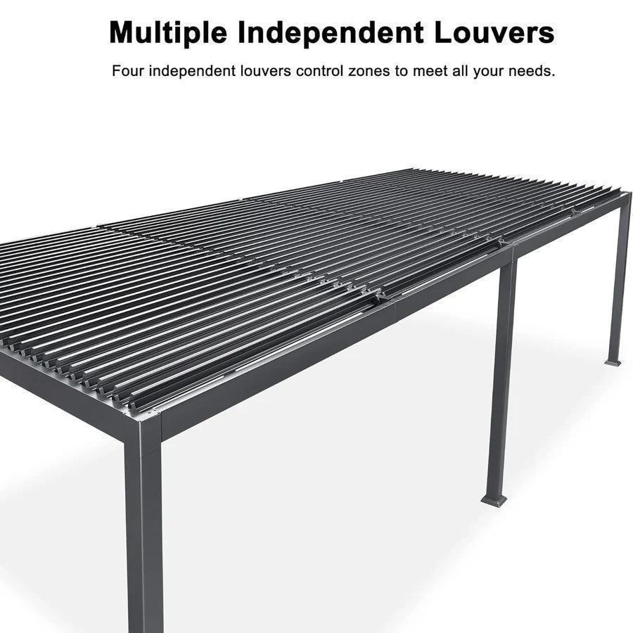 PURPLE LEAF Caesar Outdoor Louvered Pergola Patio Sun Shade Shelter with Adjustable Hardtop Patio Pergola Gray Frame White Roof