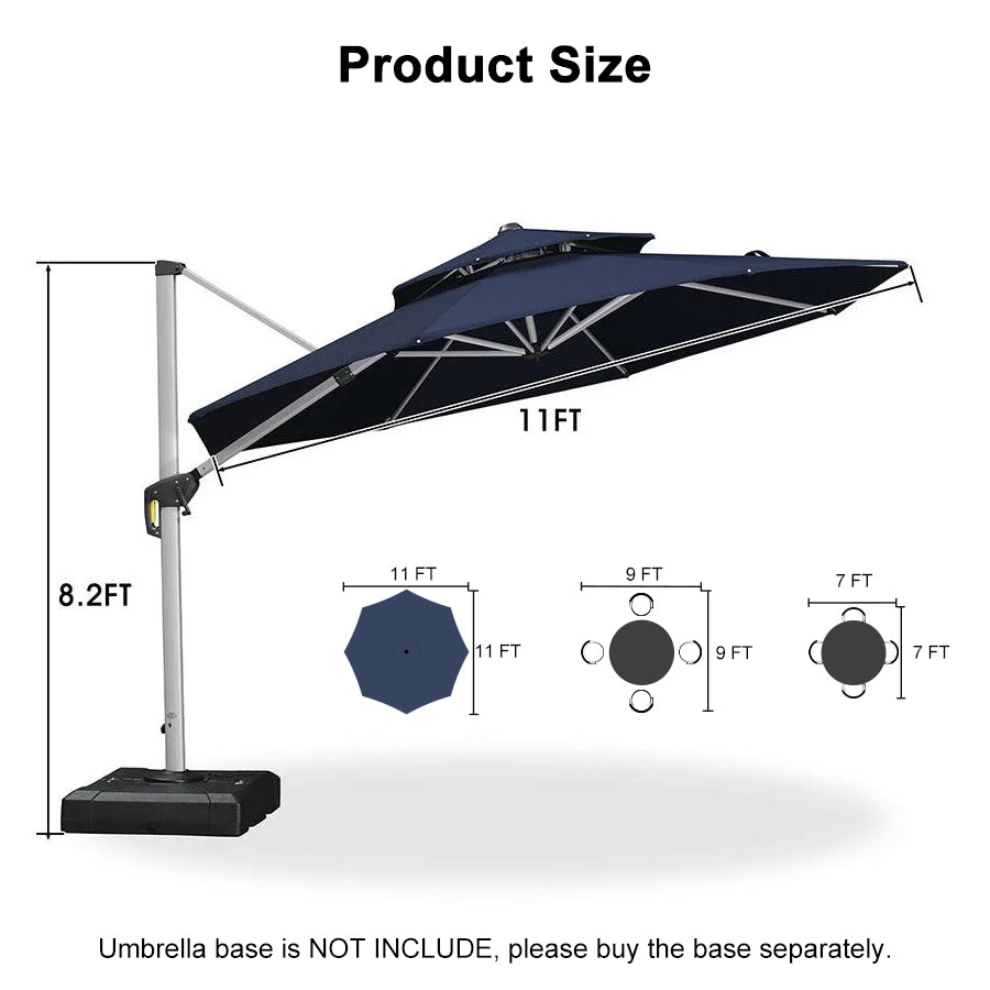 PURPLE LEAF Round Cantilever Patio Umbrella Heavy Duty Umbrella for Porch Garden Pool