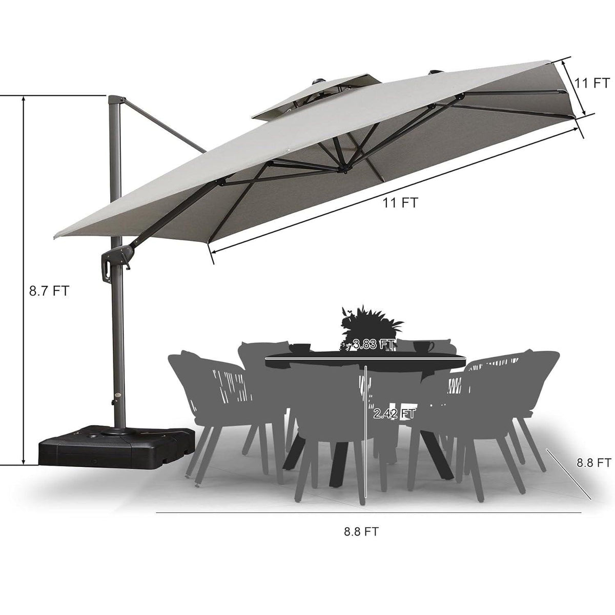 PURPLE LEAF Eco-friendly Fade Resistant Patio Umbrella High Quality Cantilever Umbrella