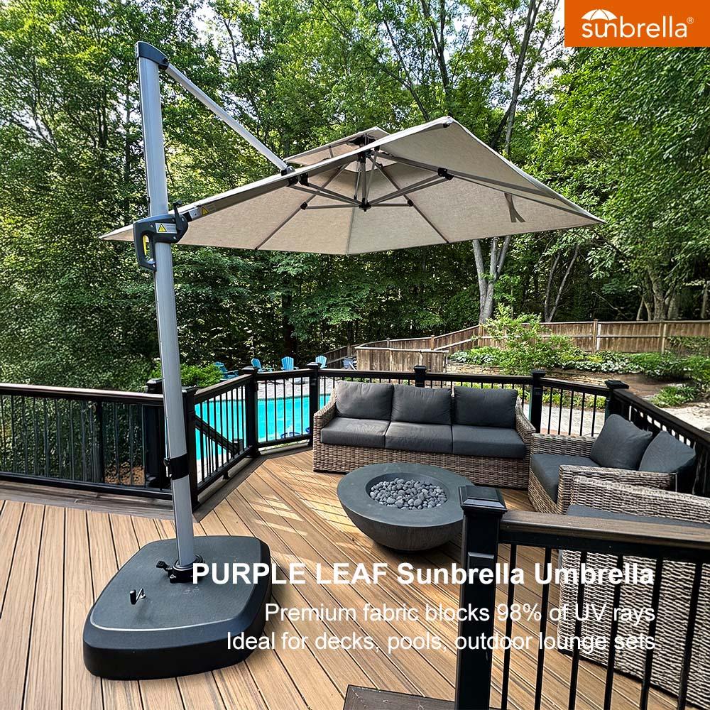 PURPLE LEAF – Parasol de terrasse Premium Classic SUNBRELLA déporté