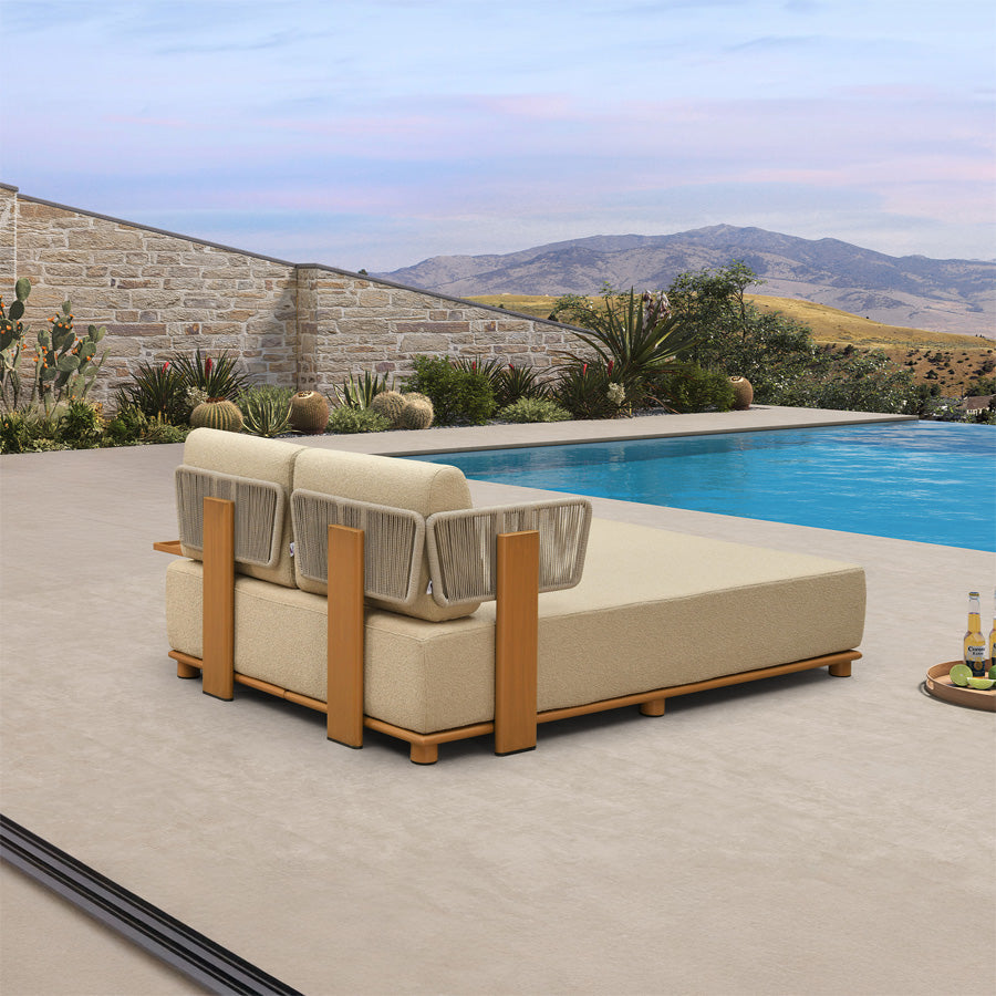 PURPLE LEAF Outdoor Luxury Daybed for Patio,  Poolside Chaise Lounge Bed with Cushion, Olefin Blend Fabric, Aluminum Frame Sunbed for Deck and Backyard