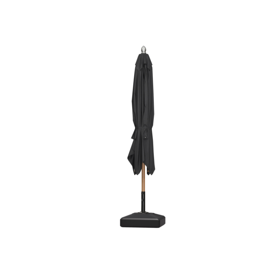 PURPLE LEAF Premium Teak‑Finish Aluminum Frame Outdoor Patio Market Umbrella with Rope Pulley Lift