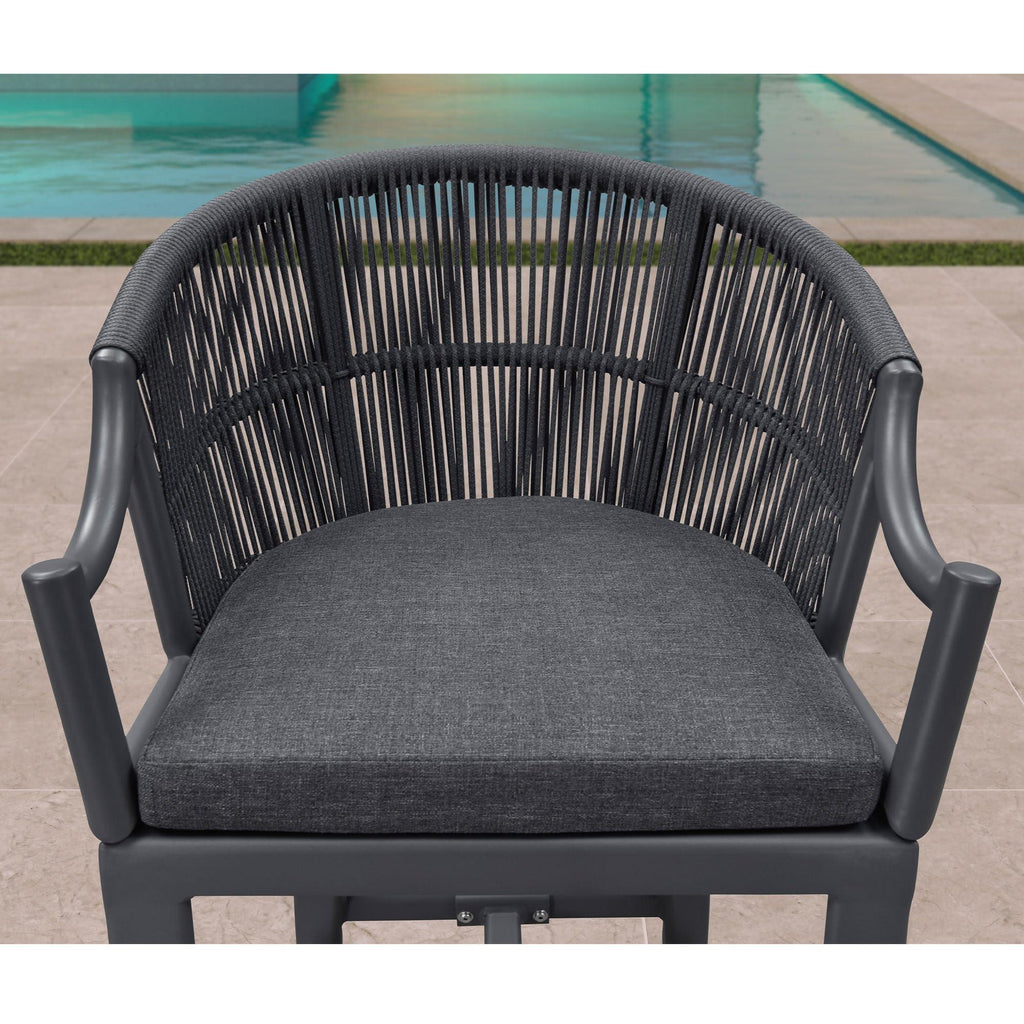 PURPLE LEAF Patio Bar Stools Set of 2 Outdoor Wicker Modern High Bar Chairs Metal Cushioned Barstools with Backs and Ergonomic Armrest