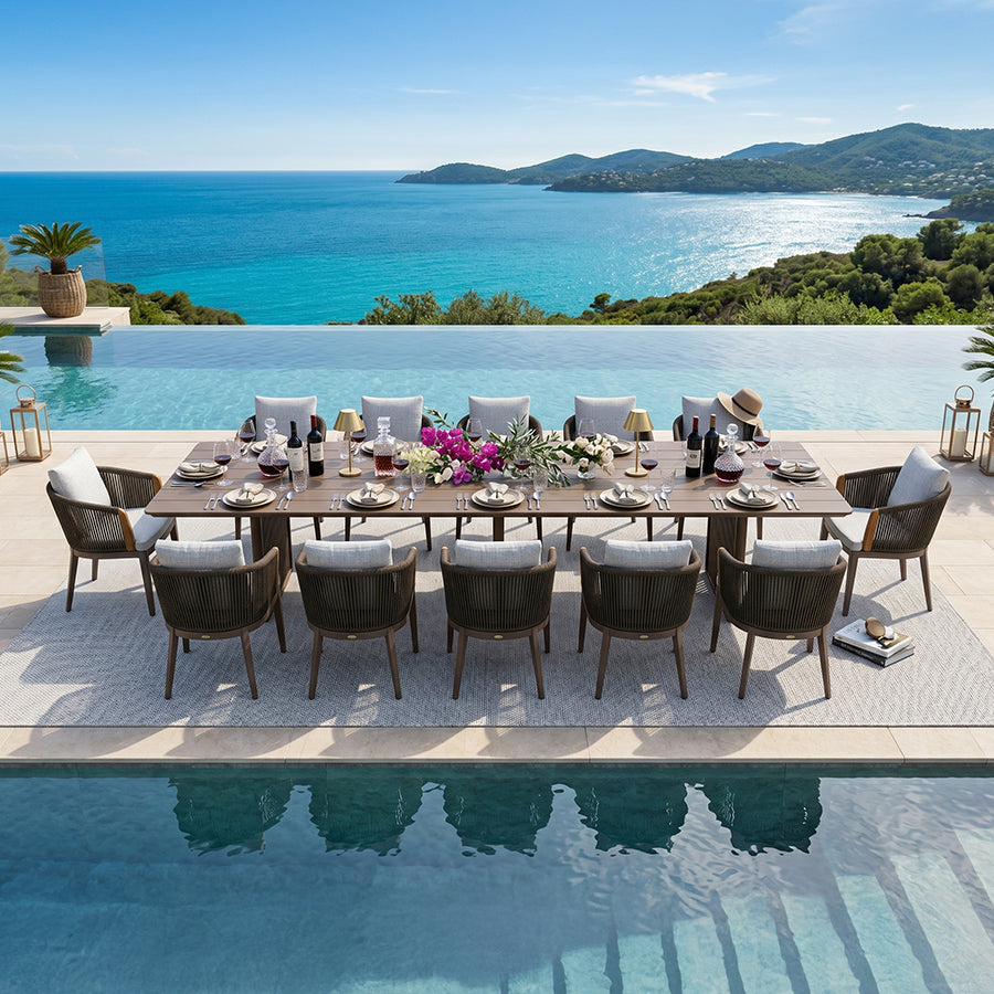 PURPLE LEAF Hailar Outdoor Dining Set for Family, Aluminum Outdoor Patio Table and Chairs Set with Olefin Cushions, Patio Furniture Set for Garden or Deck