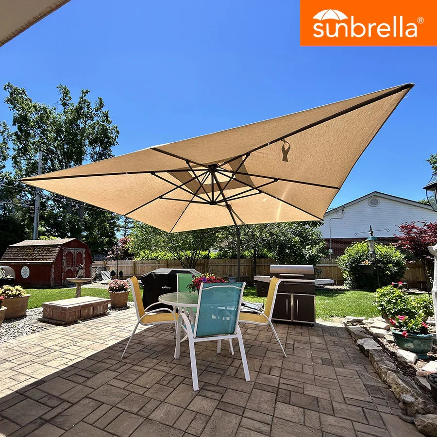 PURPLE LEAF SUNBRELLA Cantilever Umbrella Grey Aluminum Patio Umbrella